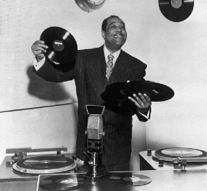 Duke Ellington in Radio Station with Records